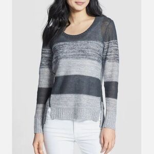 Eileen Fisher Organic Linen Pullover Sweater XL Striped Knit Sustainable